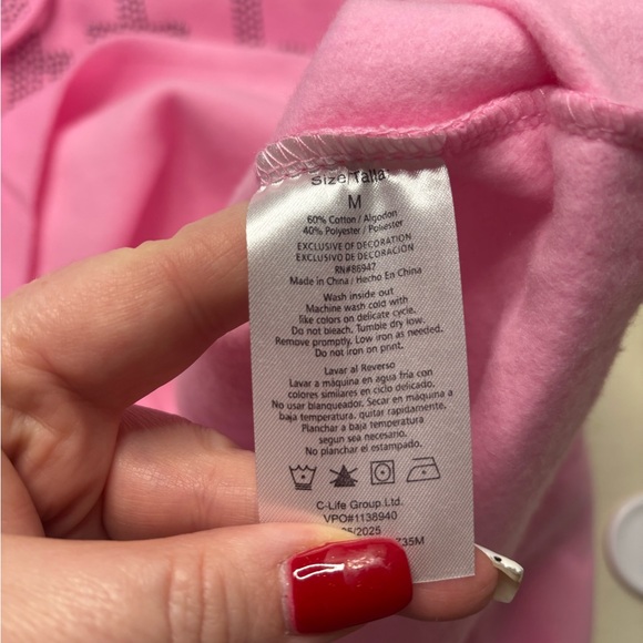 Von Dutch Rhinestone Embellished Cropped Hoodie Size Medium New Street Wear Pink - Picture 8 of 9